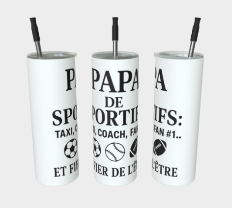 Gobelet en acier inoxydable - Papa de sportifs: Taxi, Coach, Fan#1