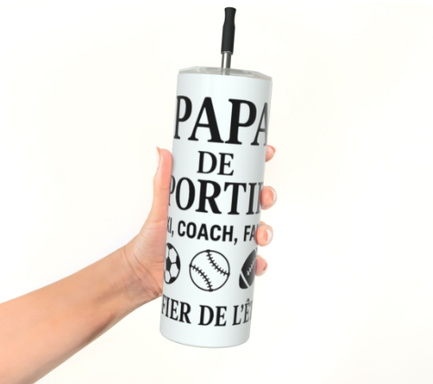 Gobelet en acier inoxydable - Papa de sportifs: Taxi, Coach, Fan#1 – Image 2