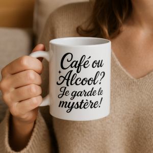 Tasse (Mug) – « Café ou Alcool? Je garde le mystère! »