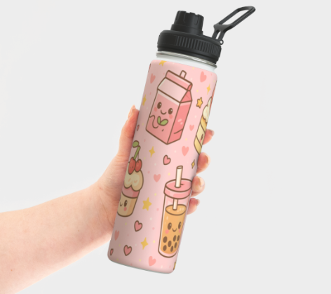 Bouteille acier inoxydable - Kawaii Rose – Image 2