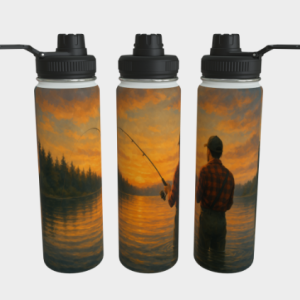 Bouteille acier inoxydable - Homme à la pêche