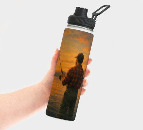 Bouteille acier inoxydable - Homme à la pêche – Image 2