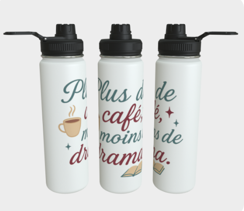 Bouteille acier inoxydable - Plus de café, moins de drama